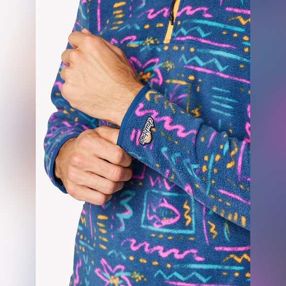 NWT - Chubbies - The Chilly Vibe Fleece (Quarter-Zip) - Pattern: Navy Abstract - Picture 5 of 12
